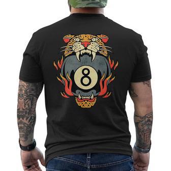 Lucky Leopard Traditional Tattoo 8 Ball Streetwear Vintage Men's T-shirt Back Print - Thegiftio