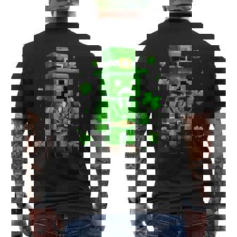 Lucky Leprechaun St Patrick's Day Video Game Pixel Men's T-shirt Back Print - Monsterry