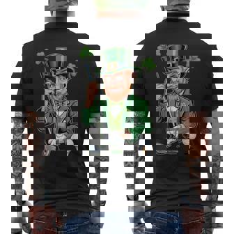 Lucky Leprechaun Golf For St Patrick’s Day Players Men's Back Print T-Shirt | Mazezy