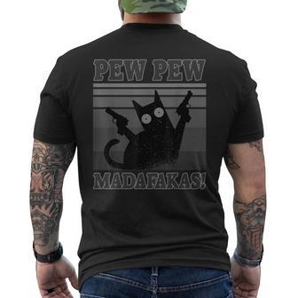 Lustige Katze Crazy Cat Pew Pew Madafakas Edition T-Shirt mit Rückendruck - Geschenkecke