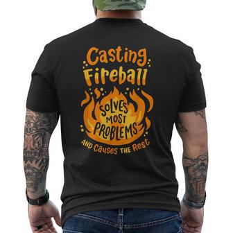 Lustiger Rpg Gamer Nerdy Casting Fireball Löst Die Meisten Probleme T-Shirt mit Rückendruck - Geschenkecke