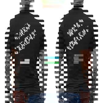 Made In Uzbekistan With Flag Men's Back Print T-Shirt | Mazezy