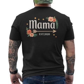 Mama Est 2026 New Mom Pregnancy Reveal Men's Back Print T-Shirt | Mazezy