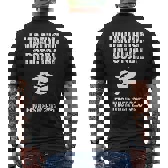 Marathon Doctoral Finisher 2025 Phd Student Men's Back Print T-Shirt | Mazezy