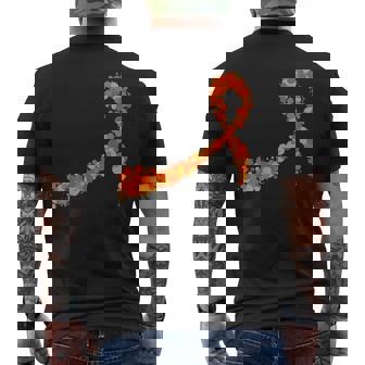 In March We Wear Orange Ribbon Multiple Sclerosis Awareness Men's T-shirt Back Print - Thegiftio