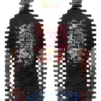 Maroon Red Burgundy Fresh Bloom Flowers Maroon Graphic Men's T-shirt Back Print | Seseable UK