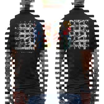 Maryland Brushstroke Crab Sailboat Flag Oysters Anchor Retro Men's Back Print T-Shirt | Mazezy