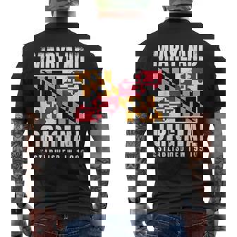 Maryland Original 1990 State Flag Birthday Men's Back Print T-Shirt | Mazezy