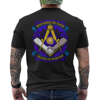 Masonic Symbol With Allies In Purpose Oath Freemason S&C Men's T-shirt Back Print | Mazezy