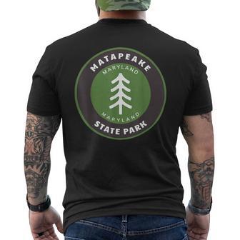 Matapeake State Park Maryland MD Forest Tree Vacation Men's Back Print T-Shirt | Mazezy