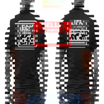 Meche Hello Hi My Name Is ネームオン カスタム メンズTシャツ バックプリント - Kawaiitshirt