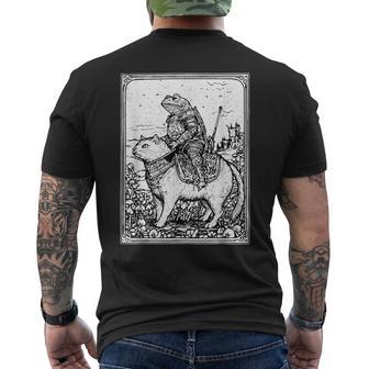 Medieval Frog Riding Cat Weird Goblin Frog Meme Retro Men's T-shirt Back Print - Thegiftio UK