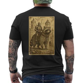 Medieval Knight Riding A Raccoon Surreal Men's T-shirt Back Print - Thegiftio UK