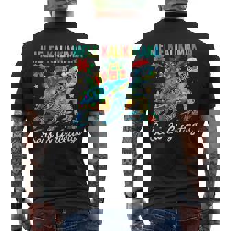 Mele Kalikimaka Hawaiian Cocktail Party Santa Turtle Beach Men's Back Print T-Shirt | Mazezy
