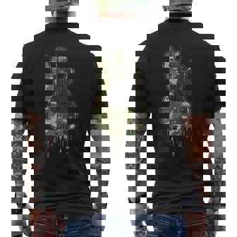 Melting Camouflage Bass Guitar Grunge Rock Art Tank Top Men's Back Print T-Shirt | Mazezy