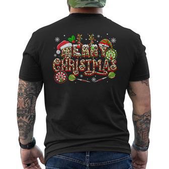 Merry Christmas Leopard Costume Elf Santa Dart Equipment Men's Back Print T-Shirt | Mazezy