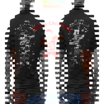 Merry Christmas Santa Claus American Football Player Dabbing Men's Back Print T-Shirt | Mazezy