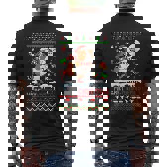 Merry Christmas Sweater Santa Guinea Pig Ice Skating Men's Back Print T-Shirt - Monsterry