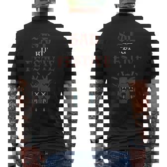 Merry Emo Christmas Goth Sad But Festive Reindeer Gothic Men's Back Print T-Shirt | Mazezy