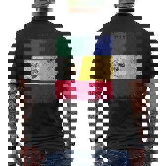 Mexico Romania Half Flag Mexican Romanian Heritage Men's Back Print T-Shirt | Mazezy