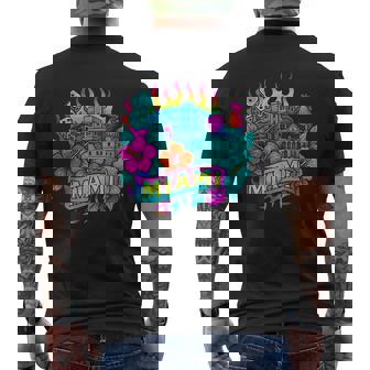 Miami Vintage Tattoo Style Rainbow City Art Retro Men's Back Print T-Shirt | Mazezy