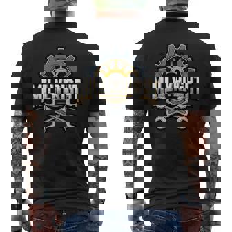 Millwright Gear Tools Industrial Mechanic Engineering Worker Tank Top Men's Back Print T-Shirt | Mazezy