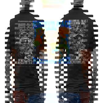 Minimum Wage Maximum Rage Raccoon Beaver Capybara Cat Pug Men's Back Print T-Shirt | Mazezy