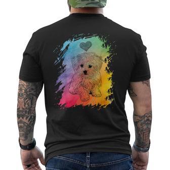 Mit Malteser Hundemotiv Farbverlauf Herz Bunt Hund T-Shirt mit Rückendruck - Geschenkecke