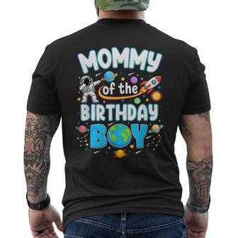 Mommy Of The Birthday Boy Astronaut Family Space Planets Men's T-shirt Back Print - Monsterry