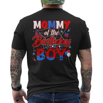 Mommy Of The Birthday Boy Spiders Birthday Theme Family Men's T-shirt Back Print | Mazezy