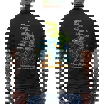 Monster Truck Dinosaur Birthday Party Monster Truck Boy Men's Back Print T-Shirt | Mazezy