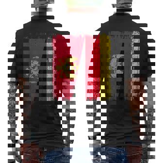 Montenegro Germany Half Flag Montenegrin German Unity Pride Men's Back Print T-Shirt | Mazezy