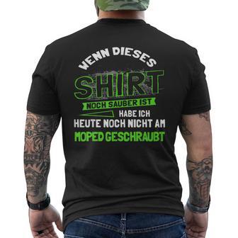 Moped Fahrer Geschenk 2 Takter & Mofa Fan Werkstatt Tuning T-Shirt mit Rückendruck - Geschenkecke