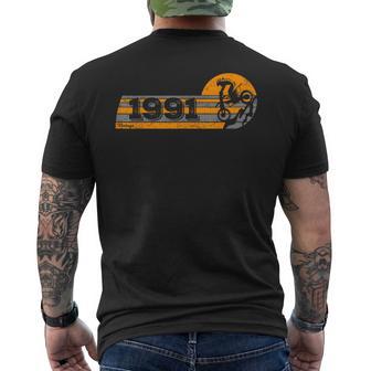 Motorcross Motorcycle Vintage 1991 Birthday Dirtbike Pitbike Men's Back Print T-Shirt | Mazezy