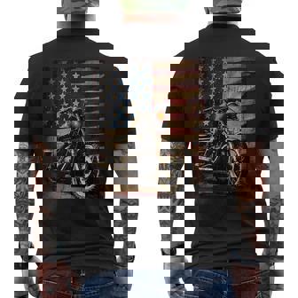 Motorcycle Usa Flag Retro Biker Men's T-shirt Back Print - Thegiftio