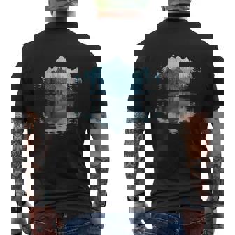 Mountain Landscape Reflection Forest Trees Outdoor Wildlife Men's T-shirt Back Print - Monsterry