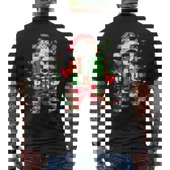 Mr And Mrs Claus Couples Santa Patchwork Christmas Lights Men's Back Print T-Shirt - Monsterry