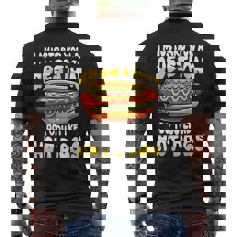 I Mustard You a Question Do You Like Hot Dogs Men's Back Print T-Shirt | Mazezy