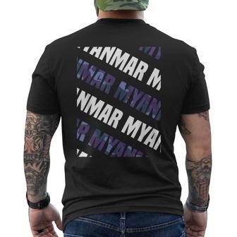 Myanmarカモ柄パープルカモフラージュ メンズTシャツ バックプリント - Kawaiitshirt