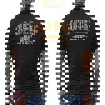 Nags Head North Carolina Settled 1700 Arched Orange Letters Men's Back Print T-Shirt | Mazezy