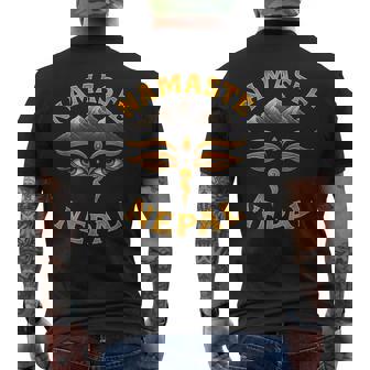 Namaste Nepal Himalaya Spiritual Travel Men's Back Print T-Shirt | Mazezy