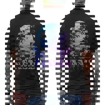 Nassau Bahamas Hibiscus Flowers Beach Surfer Souvenir Men's Back Print T-Shirt | Mazezy