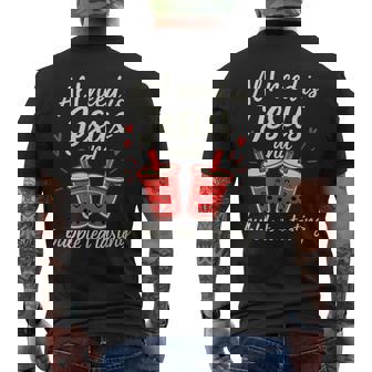 All I Need Is Jesus & Bubble Tea Tasting Faith Men's Back Print T-Shirt | Mazezy