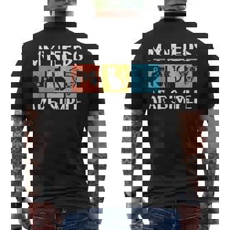 My Needs Are Simple Gaming Cat Pizza Men's Back Print T-Shirt | Mazezy