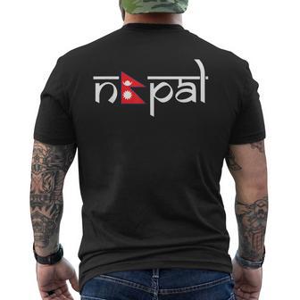 Nepal Chwarz Kurzarm Flagge Nepal Klassisch Novelty Klassisch Novelty T-Shirt mit Rückendruck - Geschenkecke