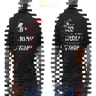 Nice Naughty Fishing Christmas List Fisherman Angler Men's Back Print T-Shirt | Mazezy