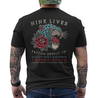Nine Lives Tattoo Supply Co Old School Panther Laguna Beach Men's T-shirt Back Print - Thegiftio
