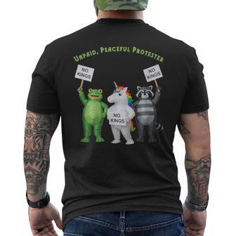 No Kings Unpaid Peaceful Protester Frog And Unicorn Men's T-shirt Back Print | Mazezy
