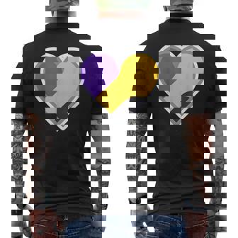 Non Binary Pride Flag Colors Heart Nonbinary Transgender Men's Back Print T-Shirt | Mazezy