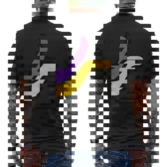 Non Binary Pride Flag Colors Nonbinary Transgender Thumbs Up Men's Back Print T-Shirt | Mazezy